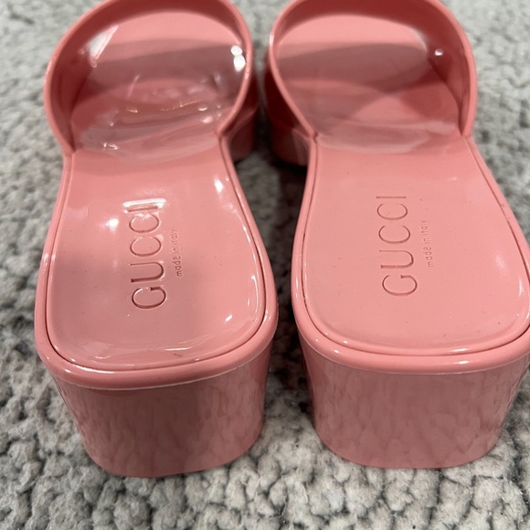 Y2K Gucci Ruber Gucci Logo Pink Plataform Slide Sandals Size 36 Made in Italy - Picture 5 of 8